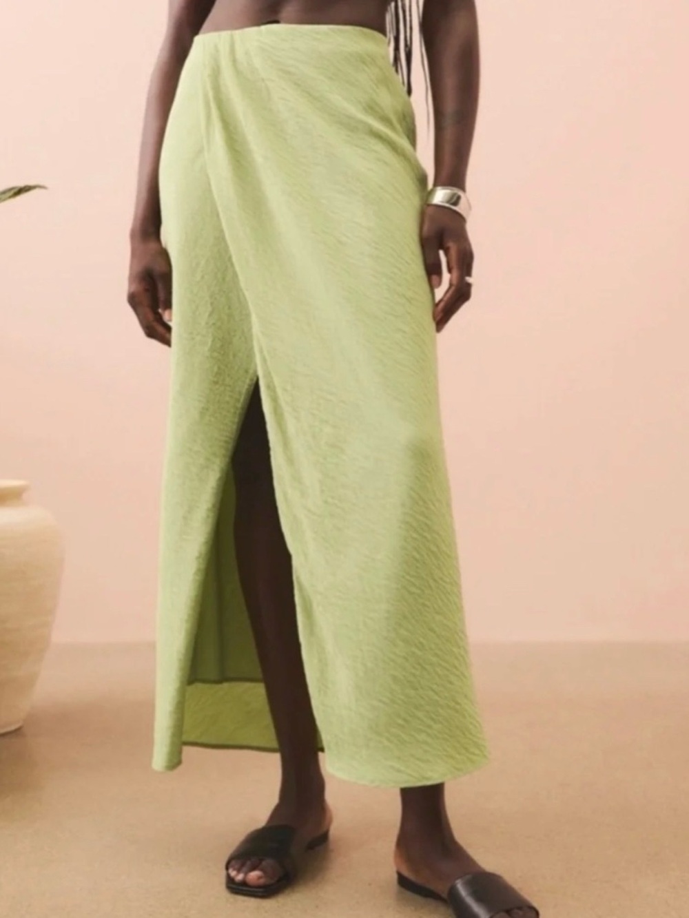 Abercrombie & Fitch Light Green Wrap Maxi Skirt with Front Slit